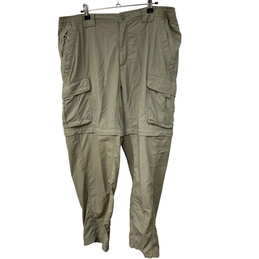 Columbia Nylon Cargo Convertible Pants Mens Large Tan Fishing Hiking